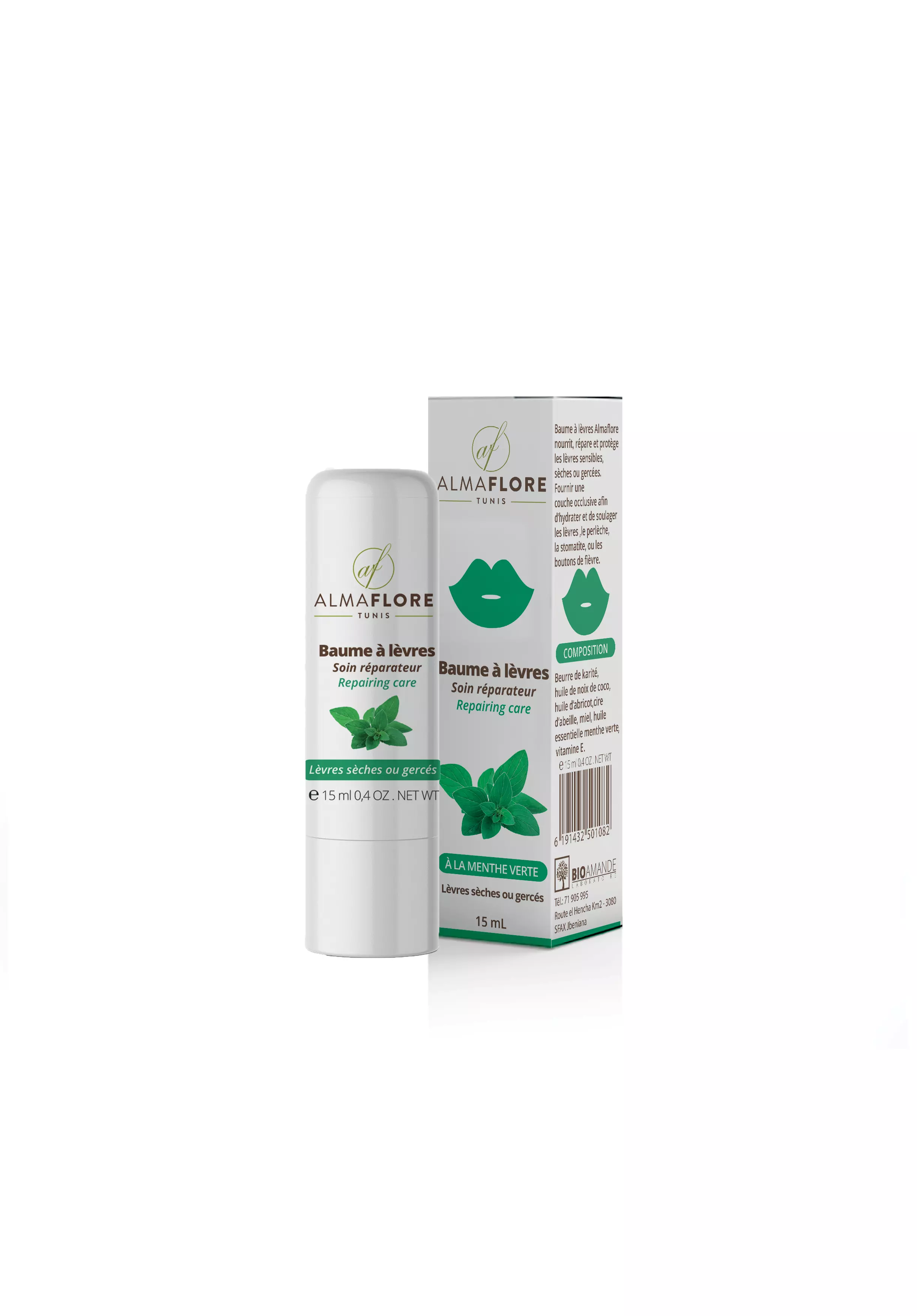 Almaflore Baume à Lèvres Menthe 15ml