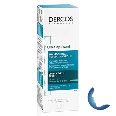 Vichy Dercos Shampooing Ultra Apaisant Sans Sulfate Cheveux Gras 200ml