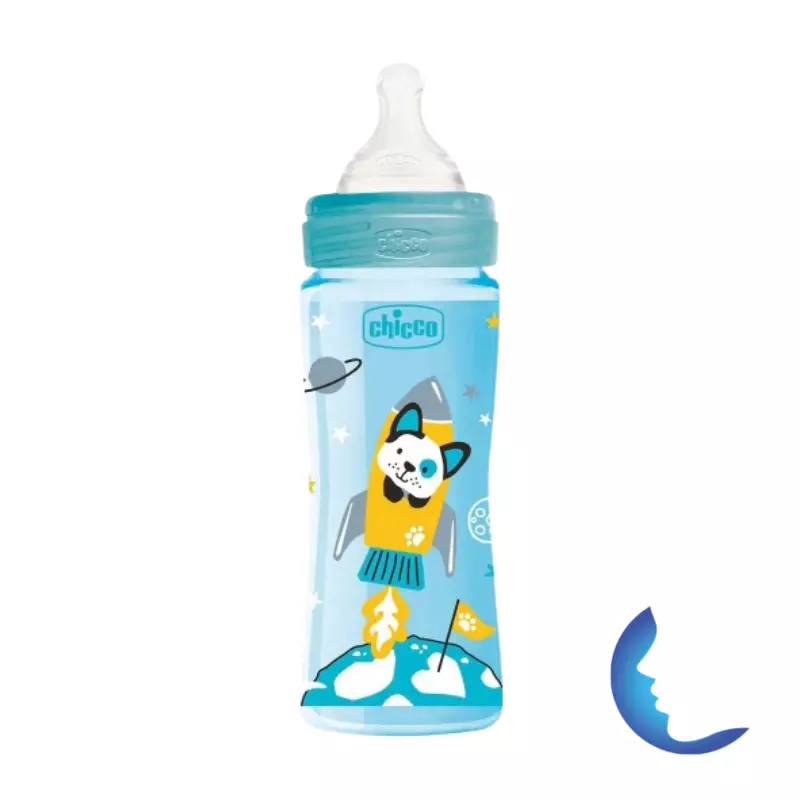 Chicco Biberon En Plastique Bleu 4mois+, 330ml