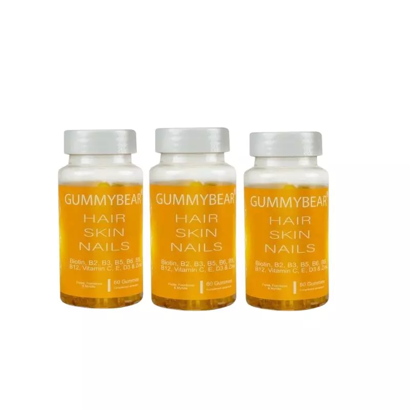 Gummybear Hair Skin Nails, 60 Gummies Lot De 3 Mois