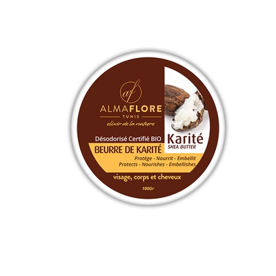 Almaflore Beurre De Karité Désodorisé Certifie Bio, 100g