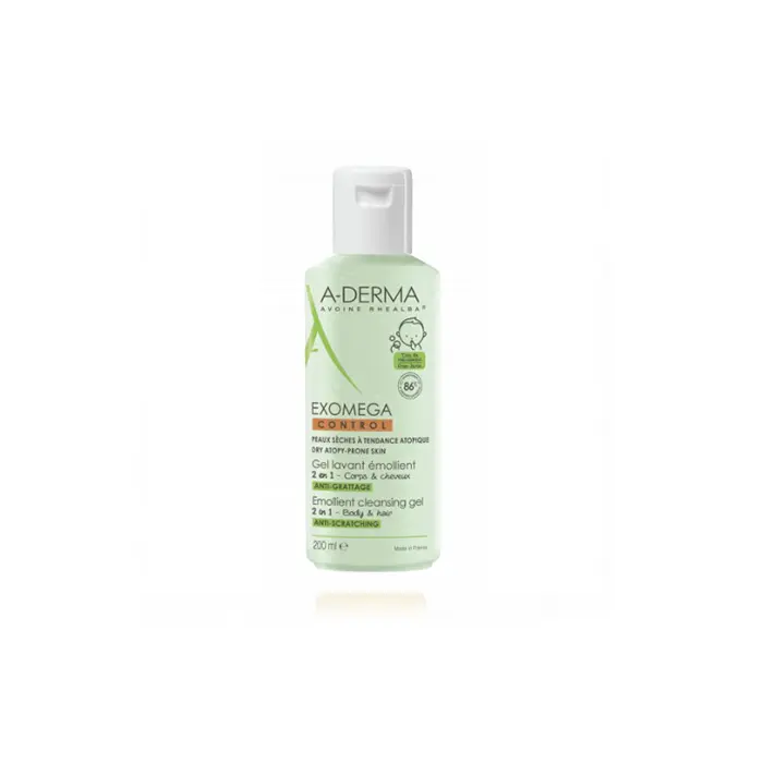 A-derma Exomega Control Gel Lavant Emollient 2 En 1, 200ml