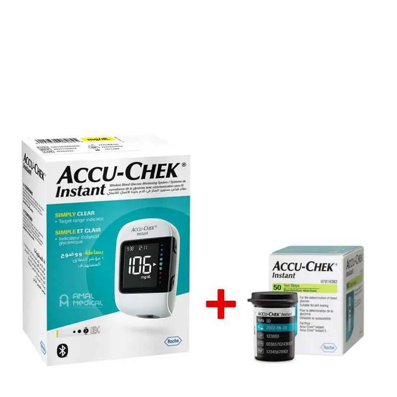 Coffret Accu Chek Instant  Appareil + 50 Bandelettes