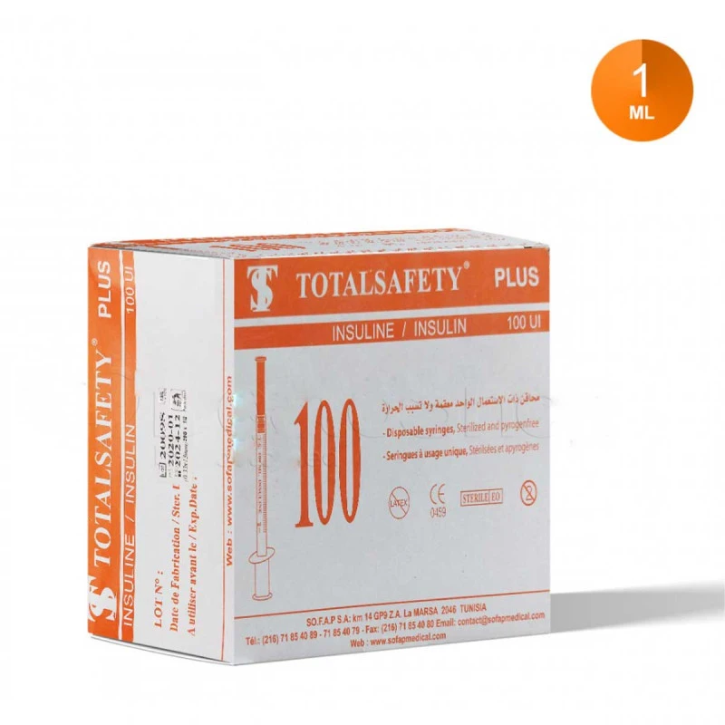 Seringue Avec Aiguille - Sofap - 1ml - Paquet De 100pcs