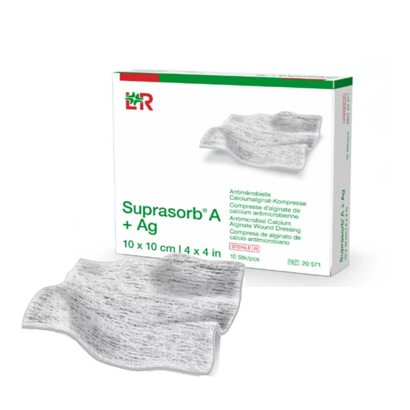 Compresse D'alginate De Calcium Anti-microbienne - Suprasob A + Ag - 10x10cm - 1 Pièce