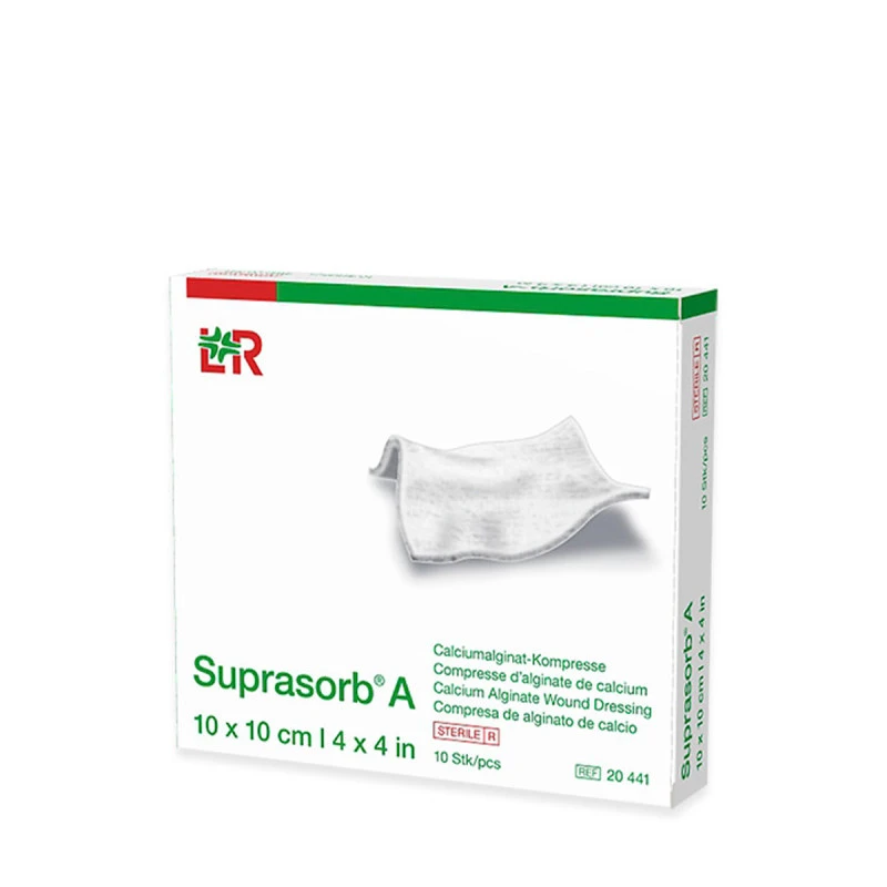 Compresse D'alginate De Calcium - Suprasob A - 10x10 Cm - Boite De 10 Pcs