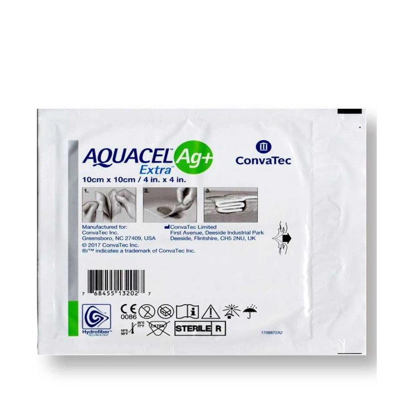 Pansement Hydrofiber™  10cm X 10cm - Convatec Aquacel Extra Ag+