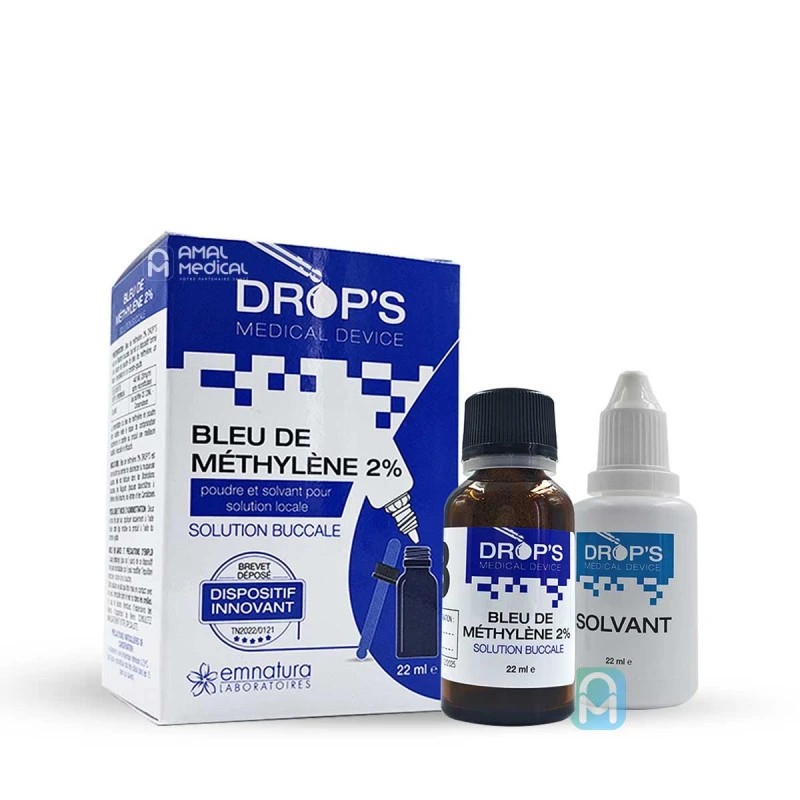Drop's Emnatura - Bleu De Méthylène 2% - Poudre Et Solvant - Solution Buccale - 22ml