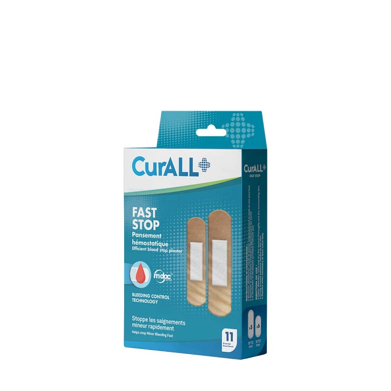 Curall Fast Stop - Pansement Hémostatique - Arrêt Efficace De L'écoulement Du Sang - Boite De 11 - 2 Formats