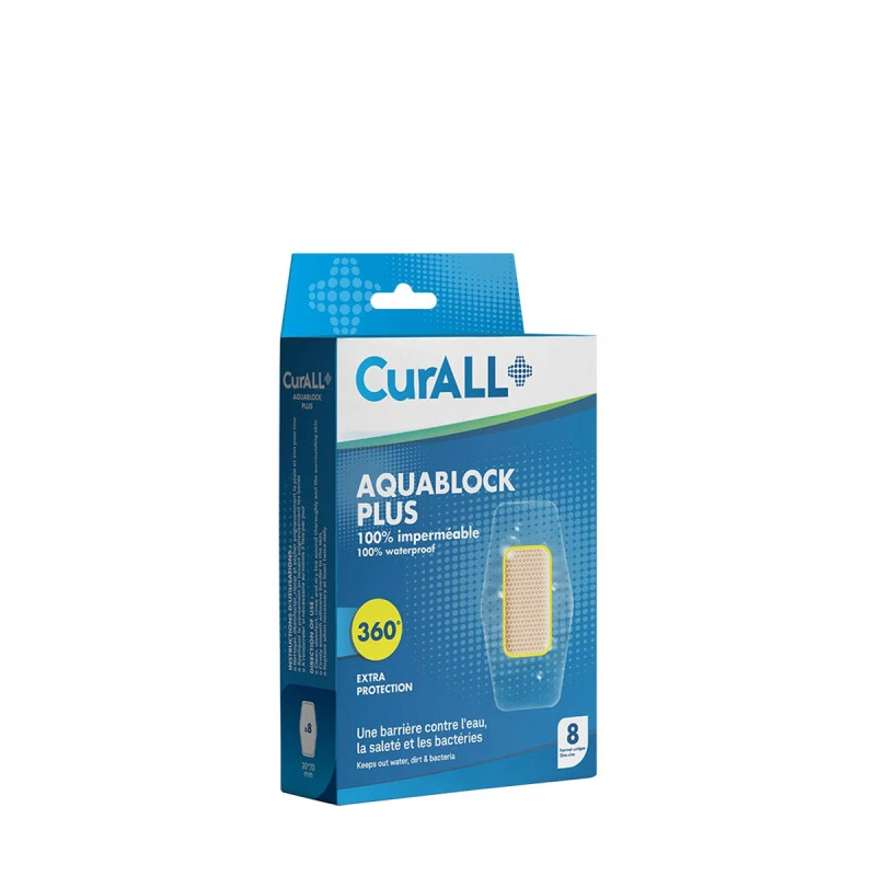 Curall Aquablock Plus - Pansement 100% Imperméable à L'eau - Boîte De 8 - 30x70mm
