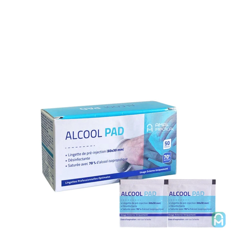 Alcool Pad - Lingettes De Pré-injection Désinfetante - 50pcs - 30x60mm