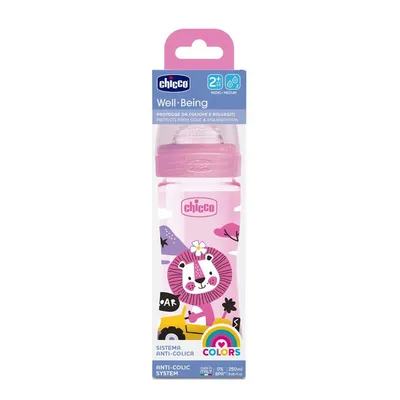 Chicco Well-being Biberon Plastique (polypropylene) Rose - Debit Moyen 2m+ - 250ml