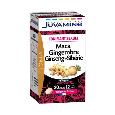 Juvamine Maca + Gingembre + Ginseng De Siberie – Tonifiant Sexuel - 40 Comprimes