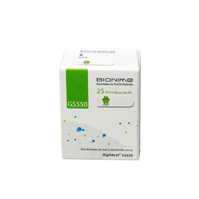 Bionime Gs550 Bandelettes Test Glycemie - Boite De 25