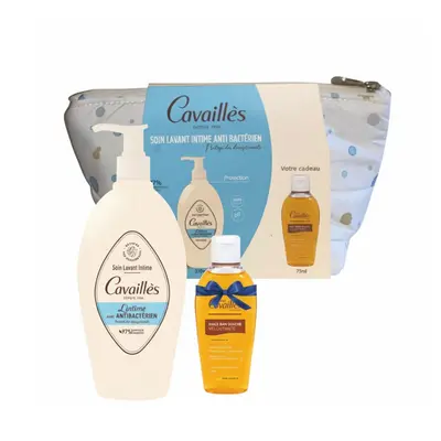 Cavailles Trousse Soin Lavant Intime Anti Bacterien 250ml + Huile Bain Douche Veloutante 75ml Offerte