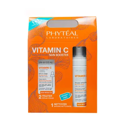 Phyteal Coffret Vitamin C Magnesium Skin Booster – Duo Serum Et Mousse Nettoyante Offerte