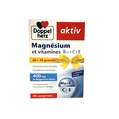 Doppelherz Aktiv Magnesium Vitamines B12+c+e - Pack Promo 90 Comprimes