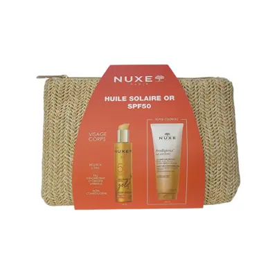 Nuxe Trousse Sun Huile Solaire Or Gold Spf50 150ml + Prodigieux Lait Parfume Corps 200ml Offert