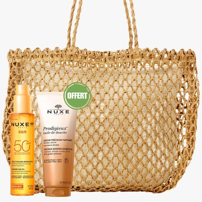 Nuxe Sac Sun Huile Solaire Bronzante Spf50 150ml + Prodigieux Huile De Douche Parfumee 200ml Offerte