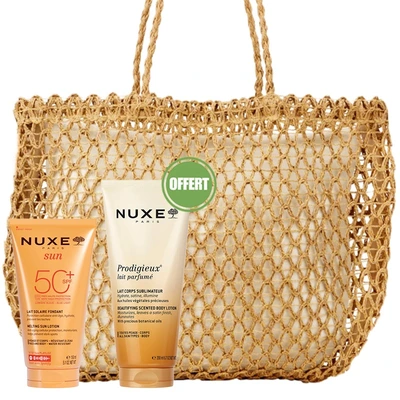 Nuxe Sac Sun Lait Solaire Sublimateur Spf50 150ml + Prodigieux Lait Parfume 200ml Offert