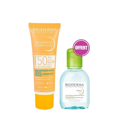 Bioderma Pack Photoderm Cover Touch Mineral Ecran Teinte Doree Spf50 + Sebium H2o Eau Micellaire 100ml Offerte
