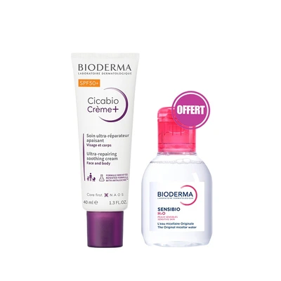 Bioderma Pack Promo Cicabio Spf50 40ml + Sensibio H2o Eau Micellaire 100ml Offerte