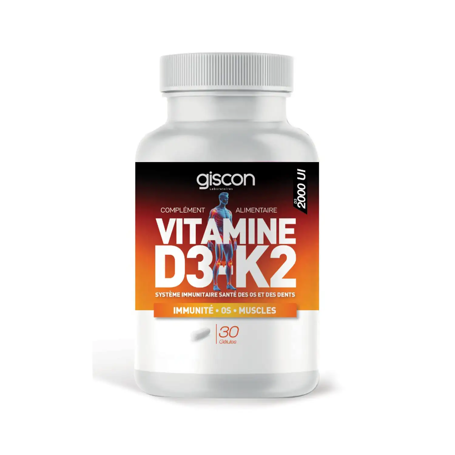 Giscon Vitamine D3+k2 - 30 Gelules