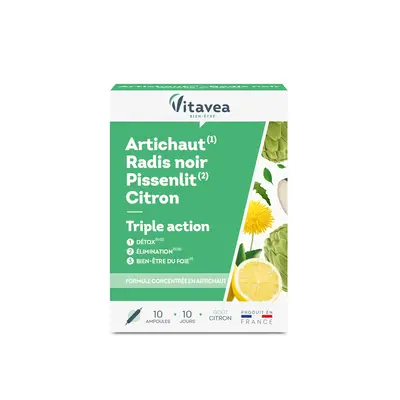 Vitavea Bien-etre Complement Alimentaire Artichaut Radis Noir Pissenlit Citron - 10 Ampoules