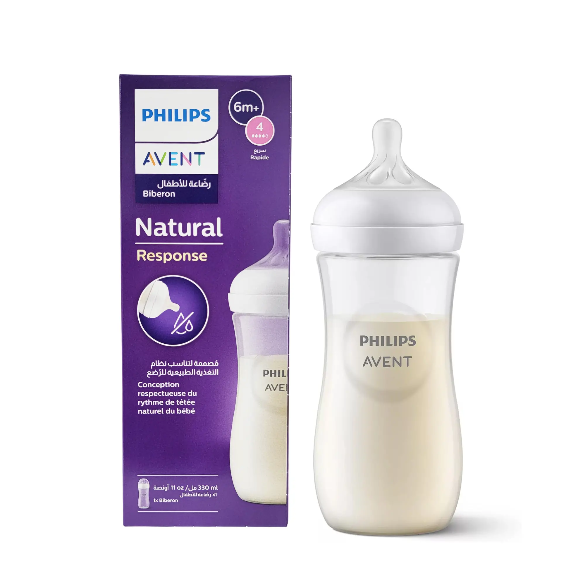 Philips Avent Natural Response Biberon Plastique 6m+ - Debit 4 - 330ml
