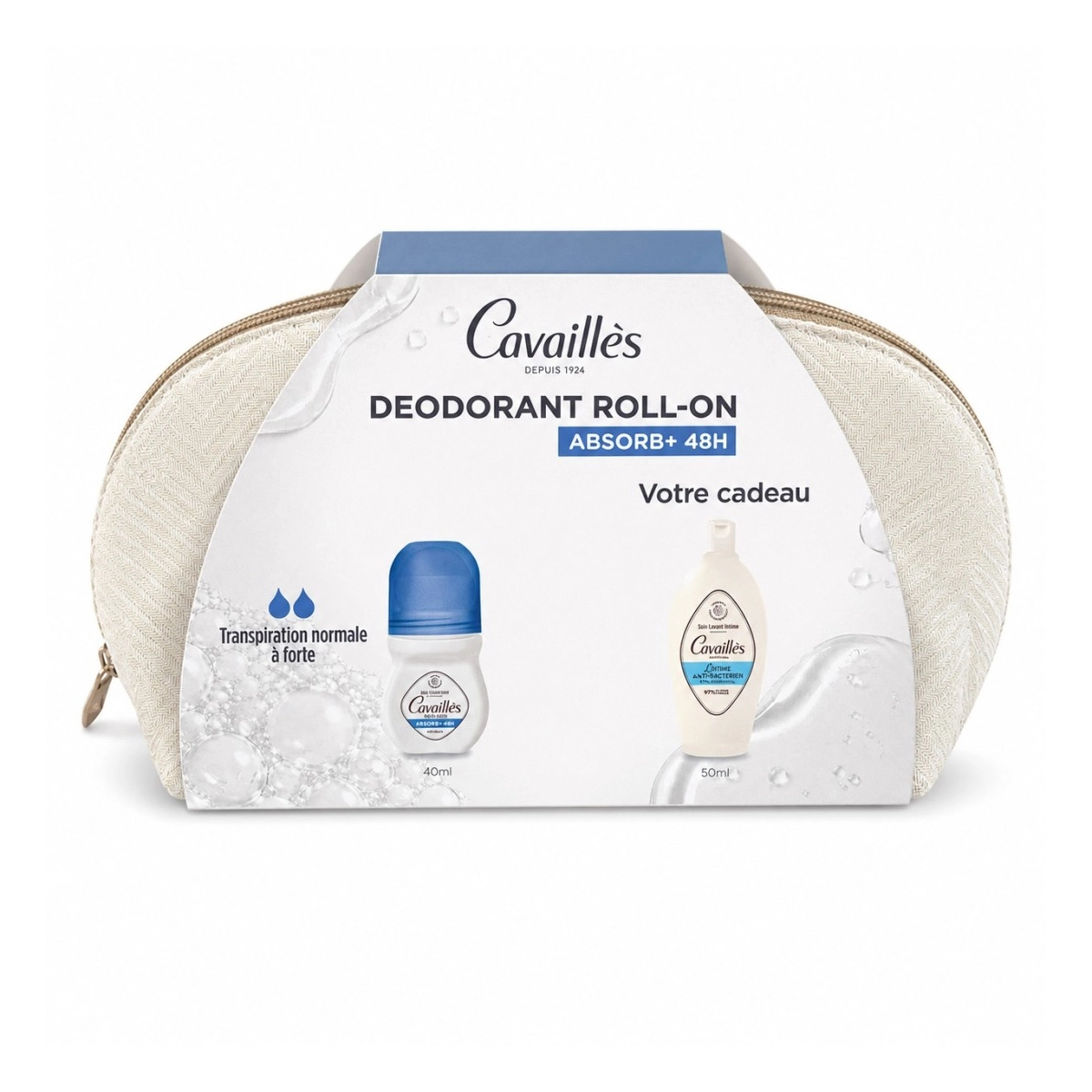 Roge Cavailles Deodorant Absorb+ 48h Roll-on 50ml + Gel Intime Anti-bacterien 50ml