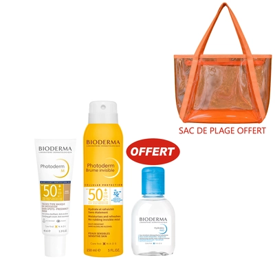 Bioderma Photoderm Pack Promo Brume Solaire 200ml + Photoderm M Spf50 Teinte Doree 40ml + Hydrabio H2o 100ml