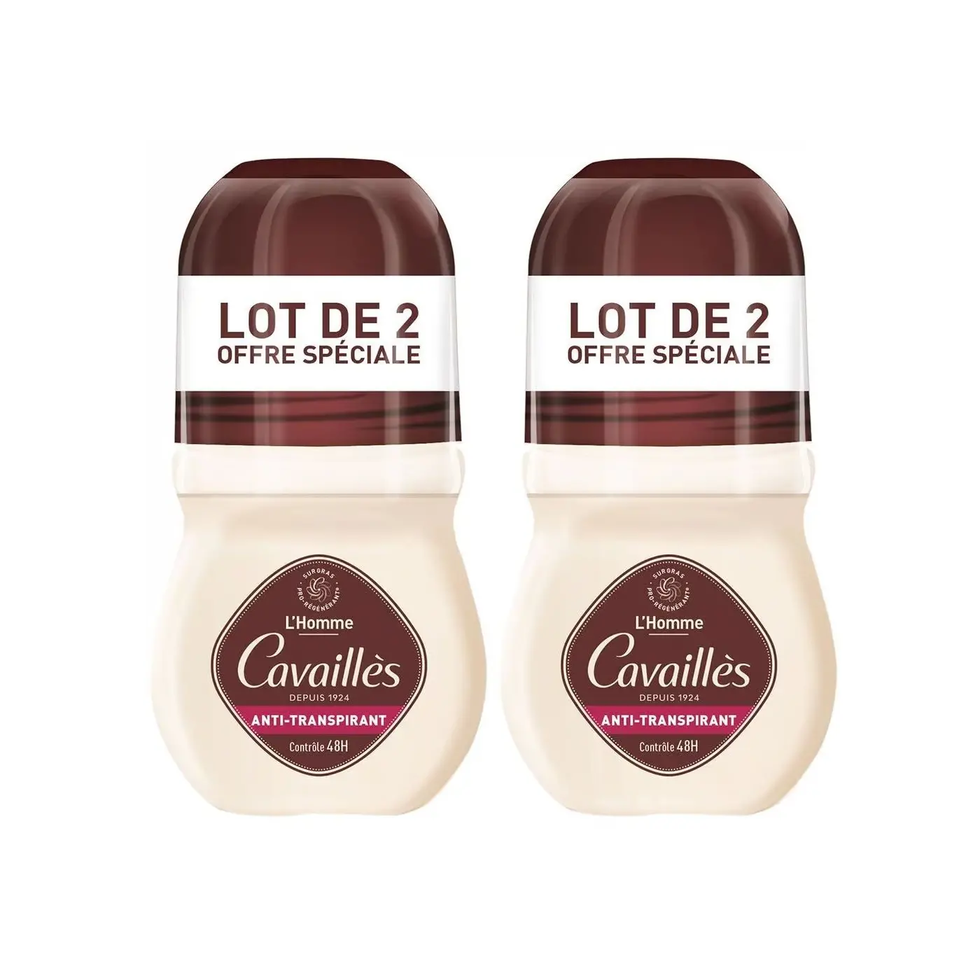 Roge Cavailles Pack Deodorant Anti-transpirant 48h Roll-on Homme - 2 X 50ml