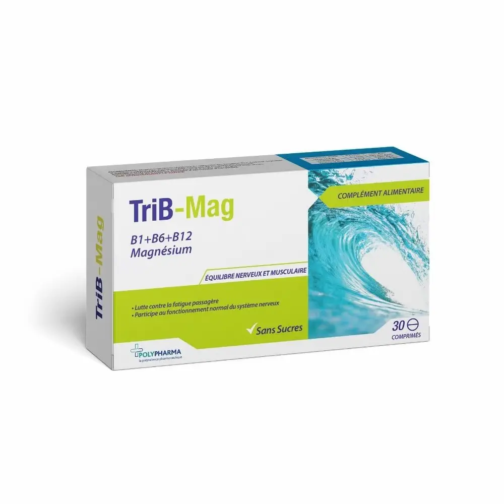 Polypharma Tri B Mag - Magnesium B1 + B6 + B12 - 30 Comprimes
