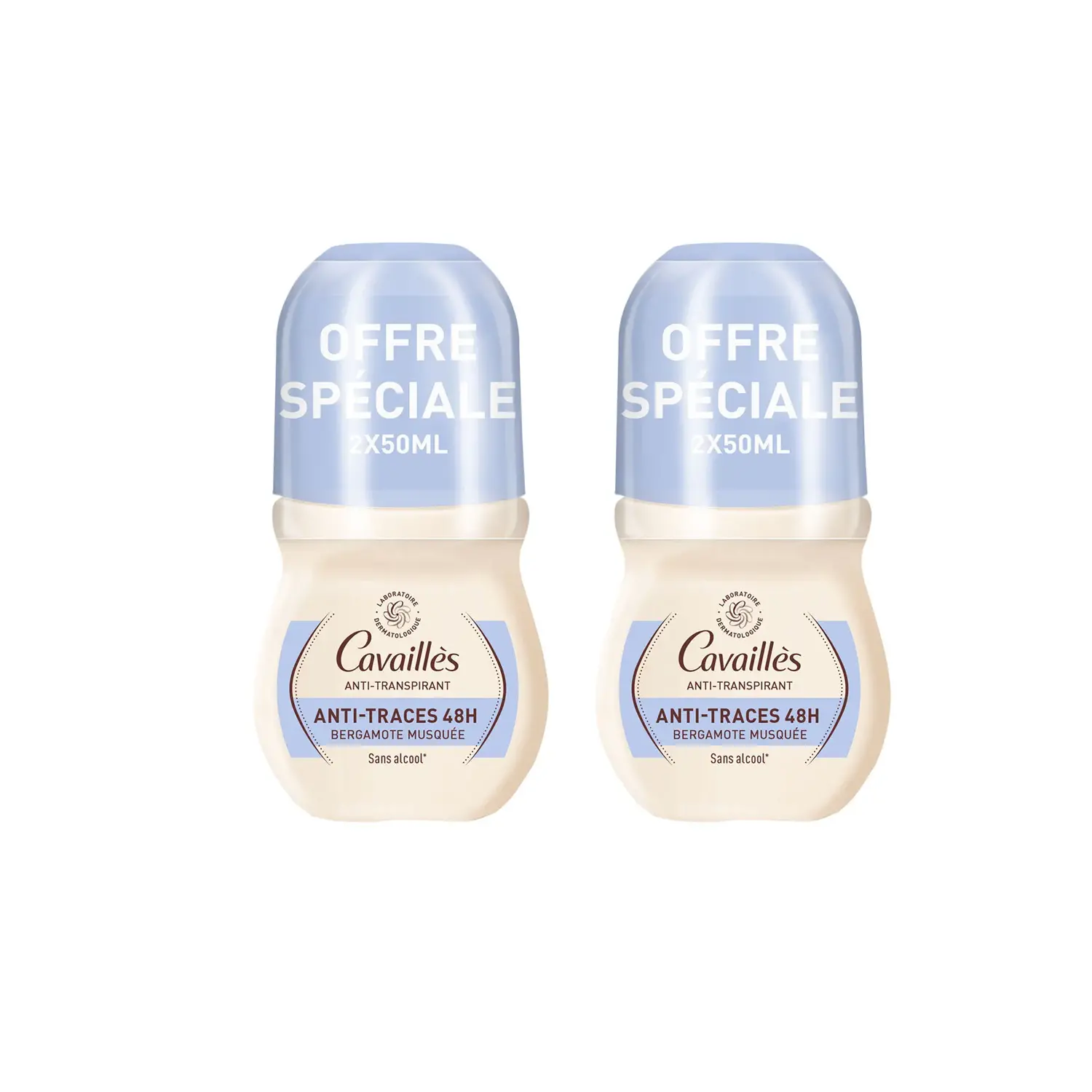 Cavailles Pack Promo Anti-transpirant Anti-traces 48h Roll-on - Lot 2 X 50ml