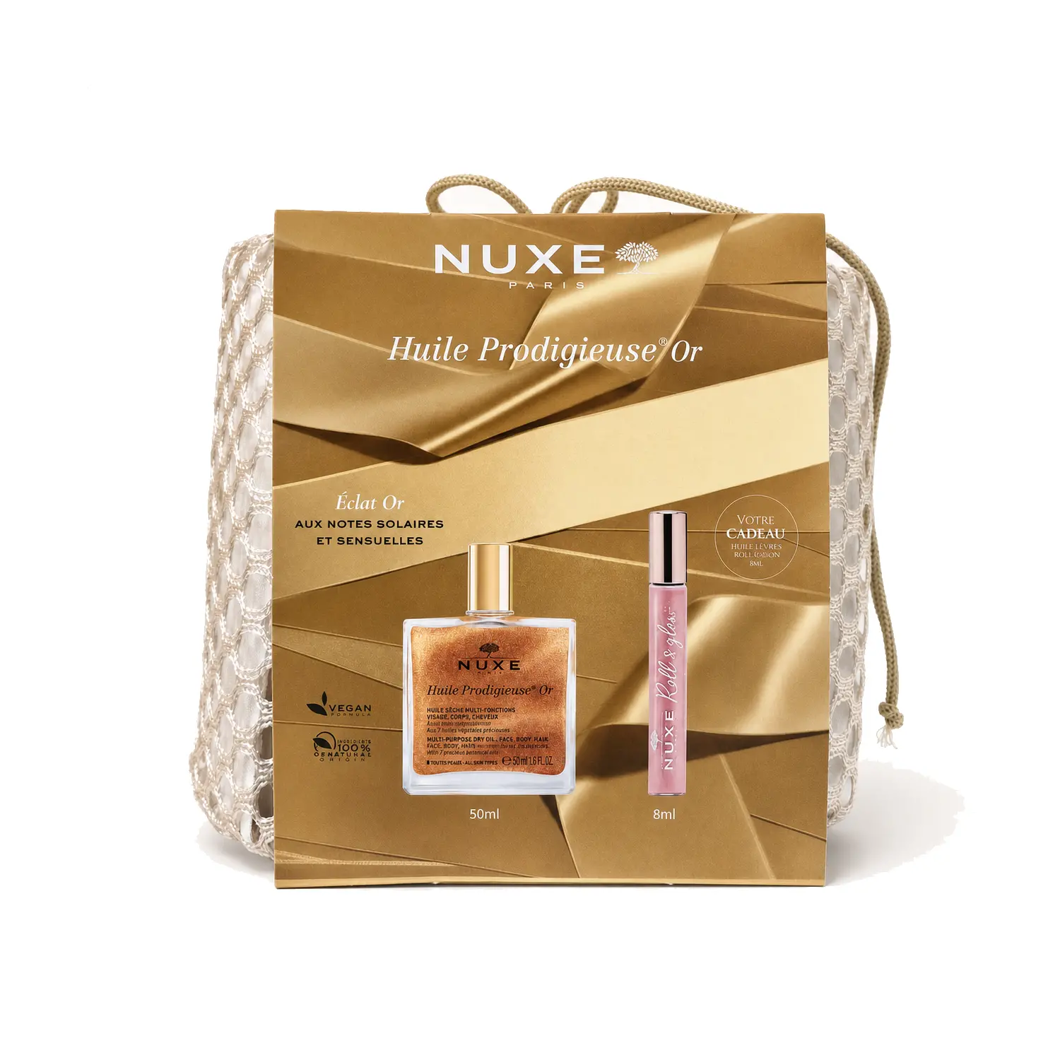 Nuxe Pack Promo Huile Prodigieuse Or 50ml + Roll & Glow Huile Levres 8ml Offerte