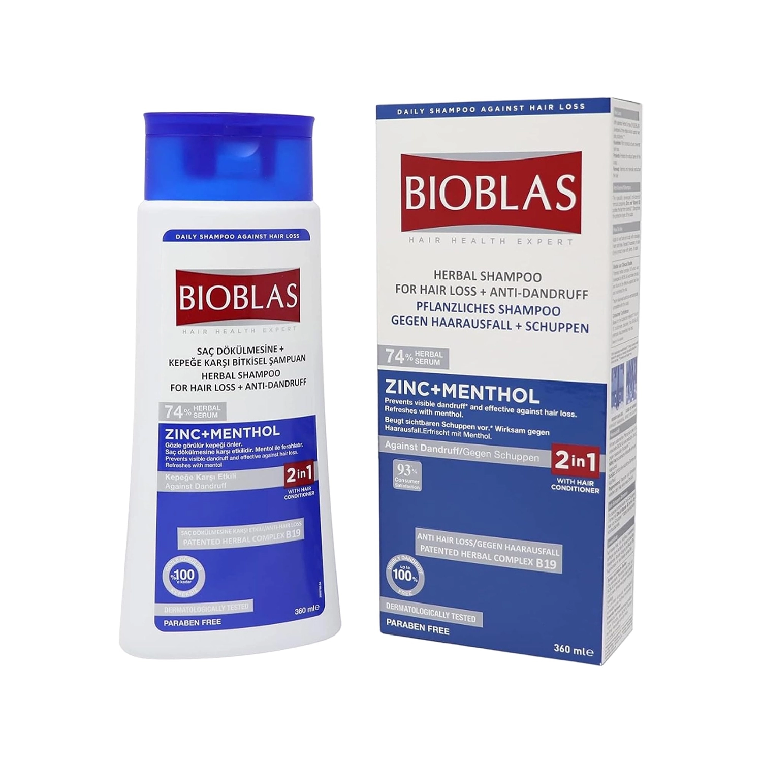 Bioblas Shampooing Anti-pelliculaire - Zinc + Menthol - 360ml