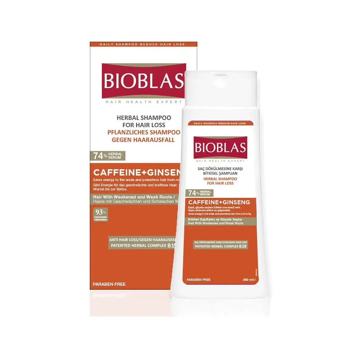 Bioblas Shampooing Anti-chute Energisant Caffeine + Ginseng - 360ml