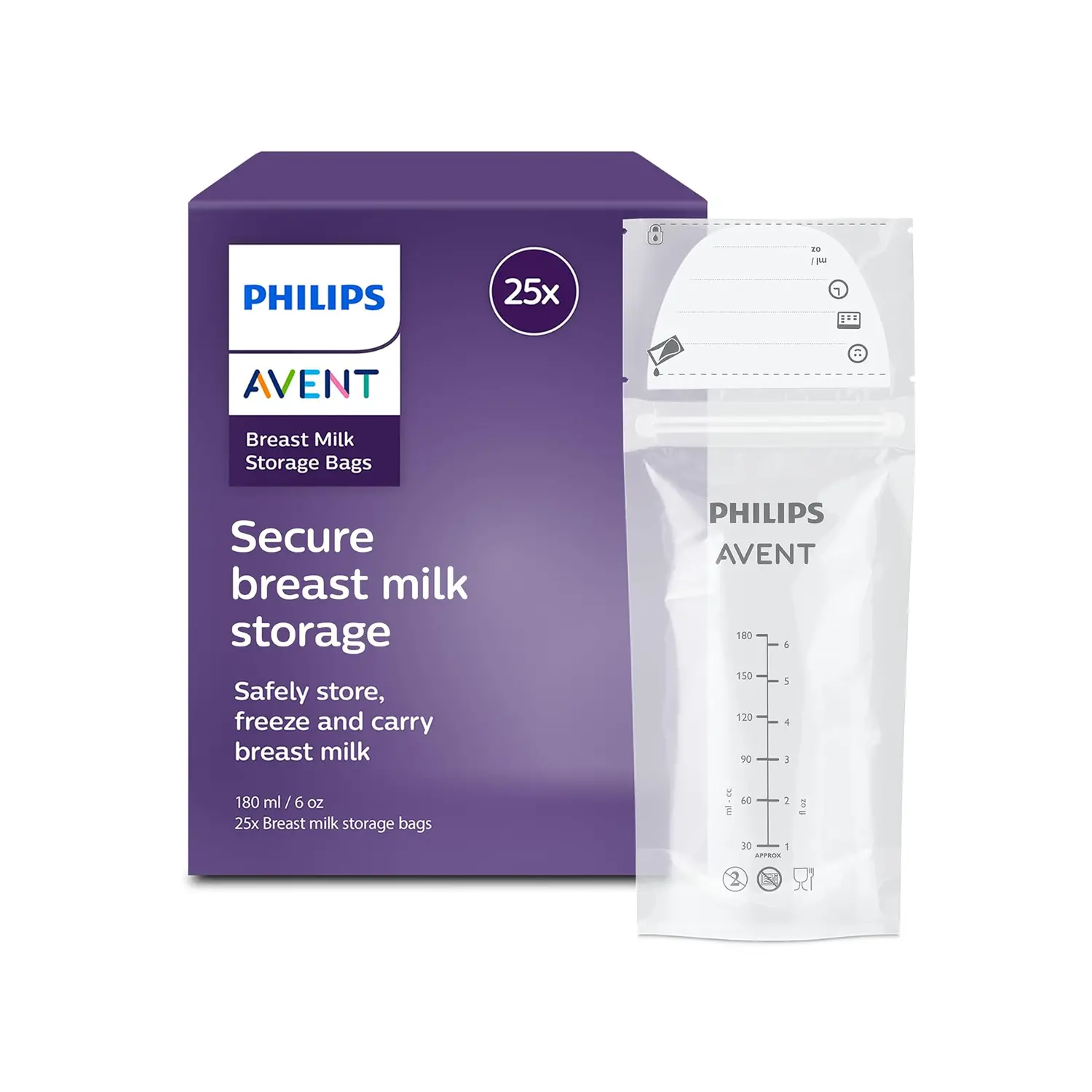 Philips Avent Sachets De Conservation Lait Maternel - 25 Sachets X 180ml