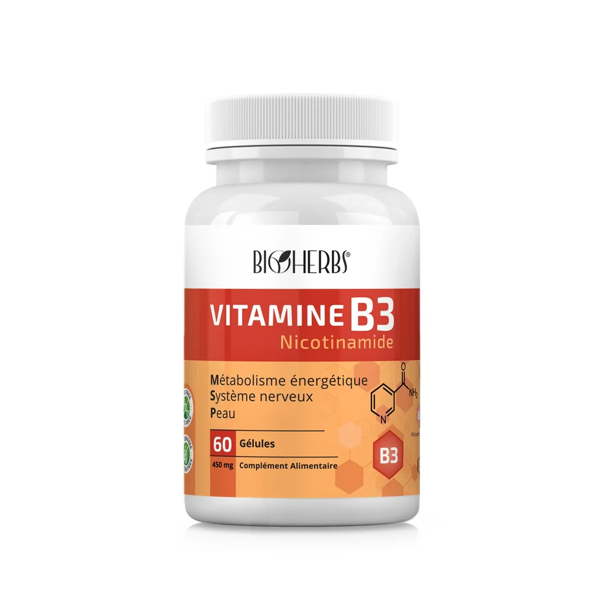 Bioherbs Vitamine B3 Nicotinamide 450mg - 60 Gelules