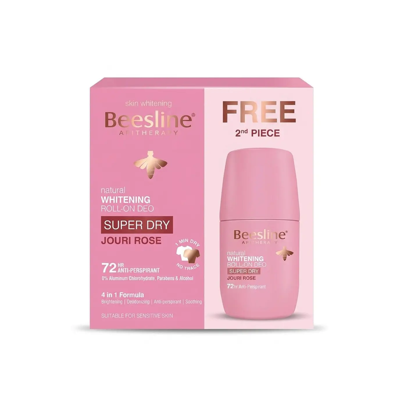Beesline Pack Promo Roll-on Deo Eclaircissant Super Dry Jouri Rose - 2 X 50ml