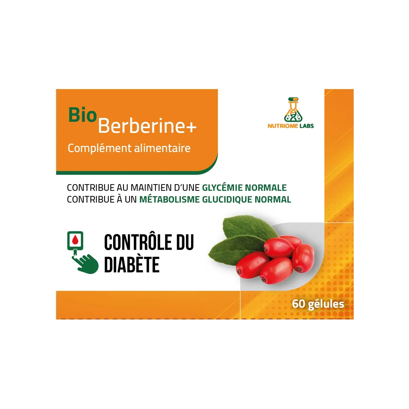 Nutriome Bio Berberine+ - Controle Du Diabete - 60 Gelules
