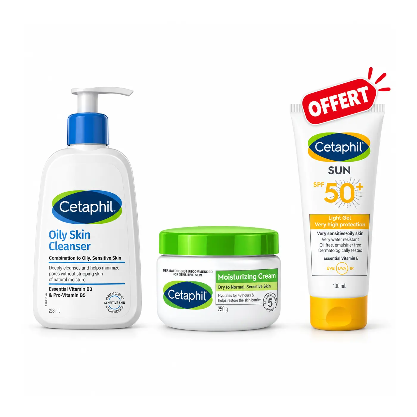 Cetaphil Pack Promo Routine Hydratation Et Protection - Sun Light Gel Spf50 100ml Offert