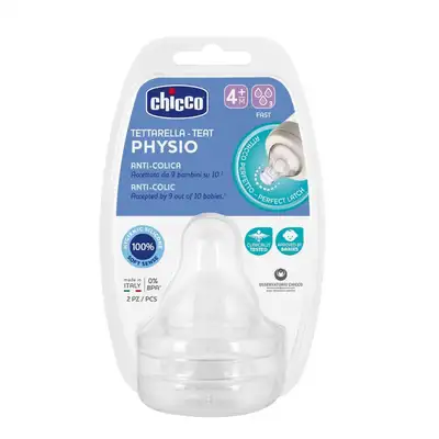 Chicco Physio Tetines Debit Rapide - 4 Mois Et Plus - Lot De 2 Pieces