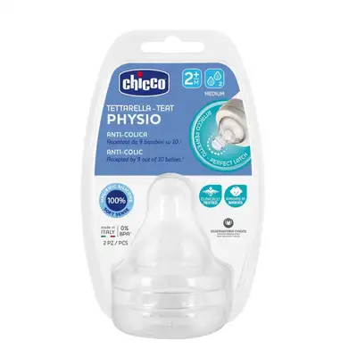 Chicco Physio Tetines Debit Moyen 2m+ - Lot De 2 Pieces