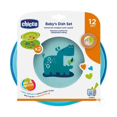 Chicco Ensemble Assiettes - Plate Et Creuse - Bebe 12 Mois+ Bleu