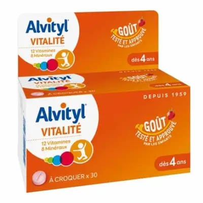 Alvityl Vitalite A Croquer - Gout Fraise - 30 Comprimes
