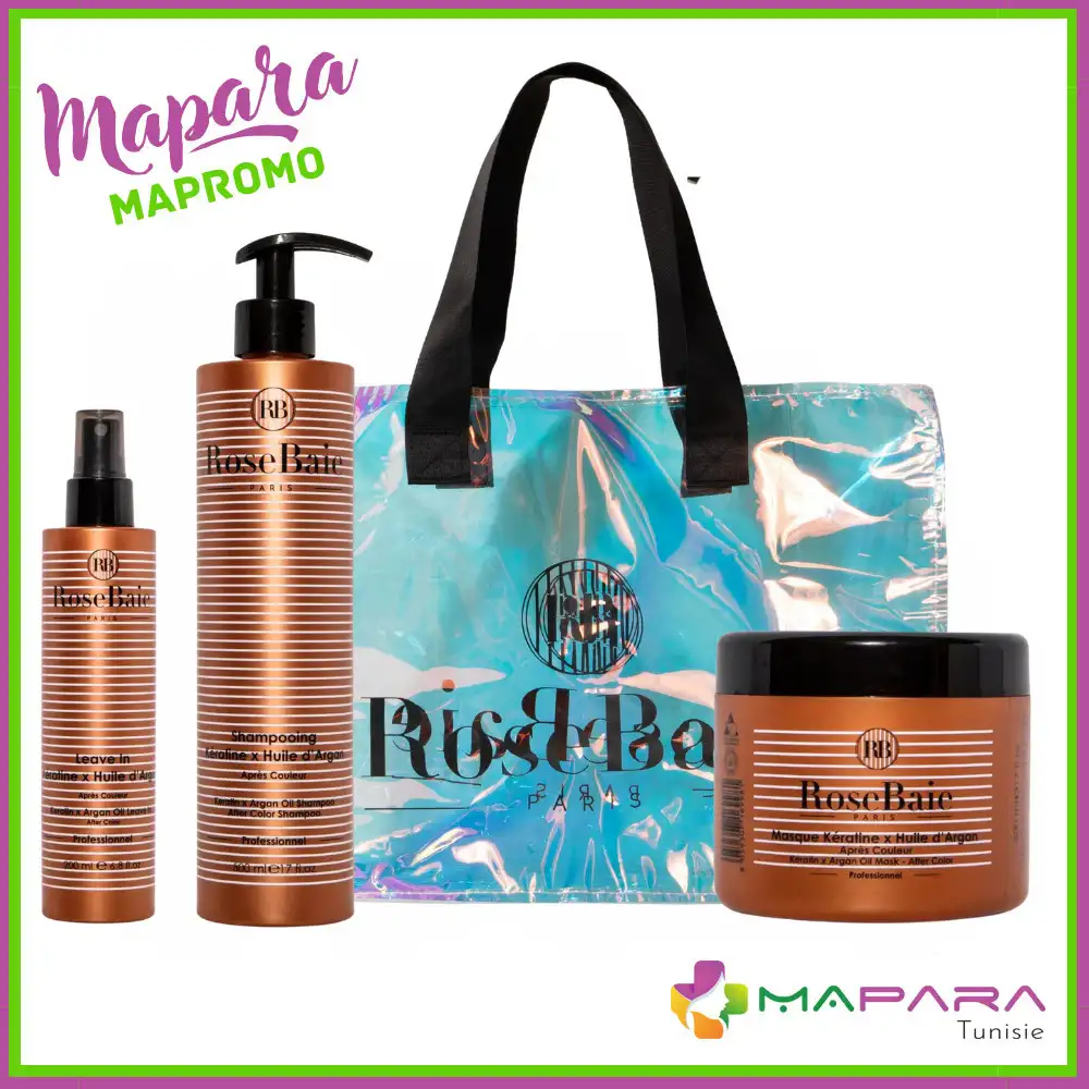 Rosebaie Trio Argan Post-coloration Shampoing + Masque + Leave-in + Sac Offert