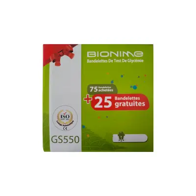 Bionime Gs550 Bandelettes Glycemie - Boite De 100