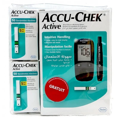 Accu-chek Active Coffret Promo 100 Bandelettes + Glucometre Offert