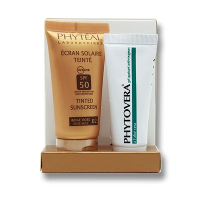 Coffret Phyteal Ecran Teinte Beige Rose 02 Spf50 + Phytovera Gel Apaisant 30ml Offert